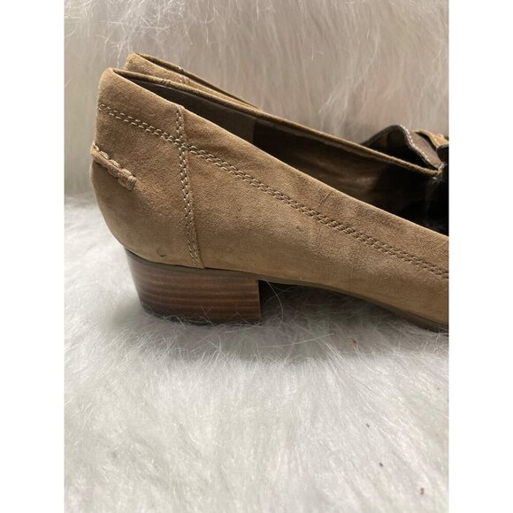 Franco Sarto Womens Tan Suede Loafers With Tassels & Snakeskin Accents Size 10 - Picture 3 of 9